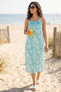 Zivame Satin Mid Length Nightdress - Shrinking Violet — thumbnail 1